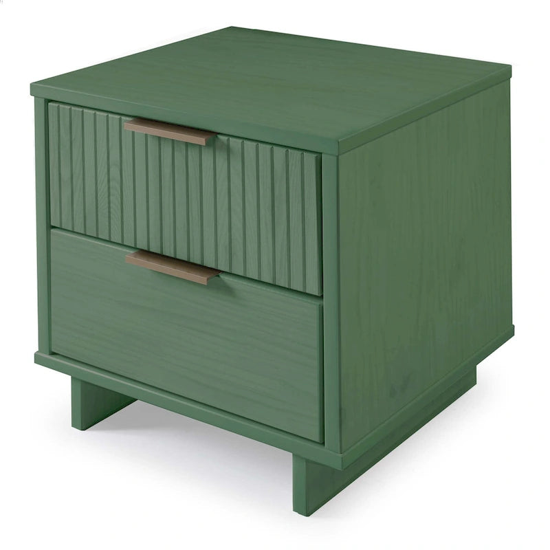 Ensemble de 2 tables de chevet Comfort Granville de style mi-siècle, en bois massif, avec 2 tiroirs