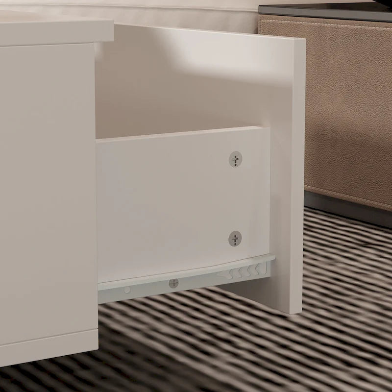 Table basse contemporaine blanche, chef-d’œuvre de rangement, bordure LED multicolore - 55.1W