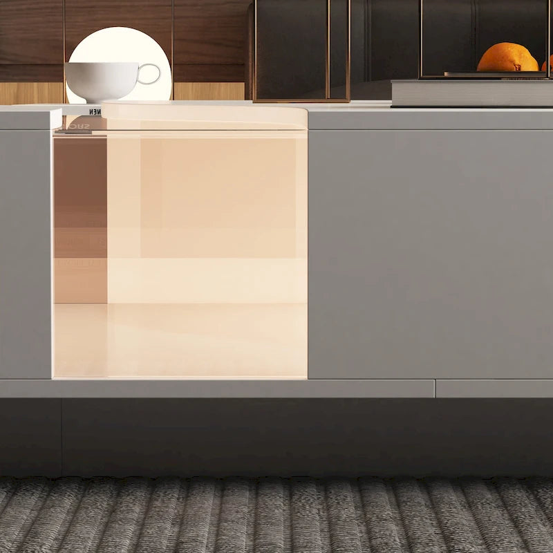 Table basse contemporaine blanche, chef-d’œuvre de rangement, bordure LED multicolore - 55.1W