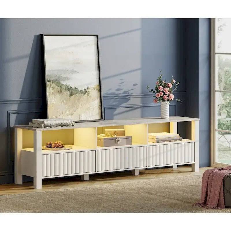LED TV Stand for 75 Inch TV, Modern TV Console Table with Cabinet