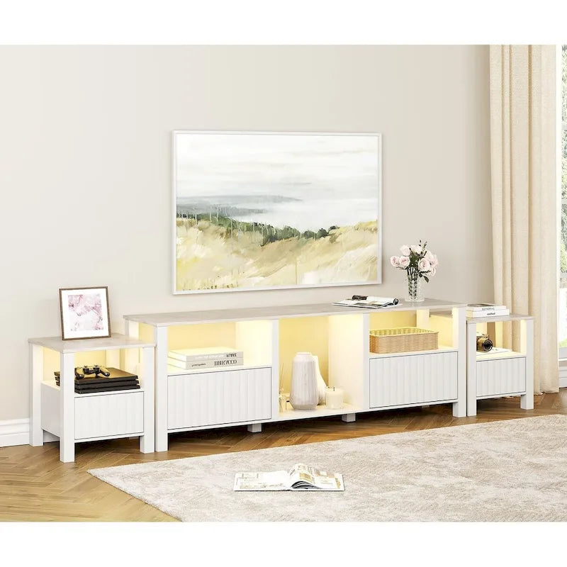 Meuble TV à DEL pour téléviseur de 75 pouces, console TV moderne avec armoire
