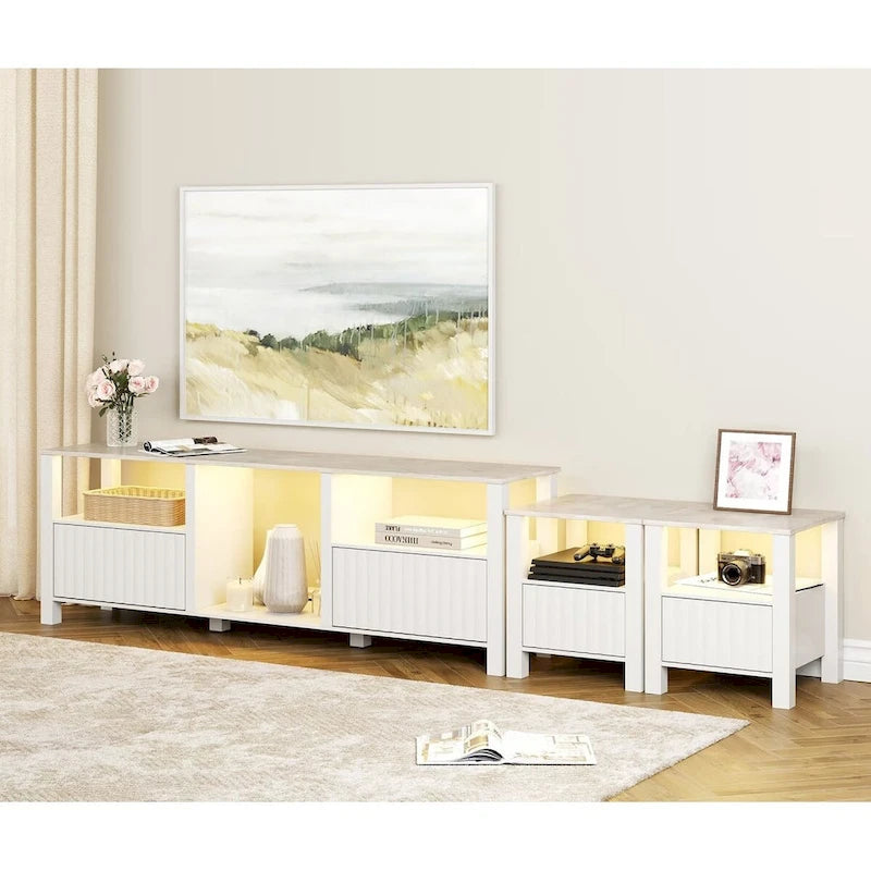 Meuble TV à DEL pour téléviseur de 75 pouces, console TV moderne avec armoire