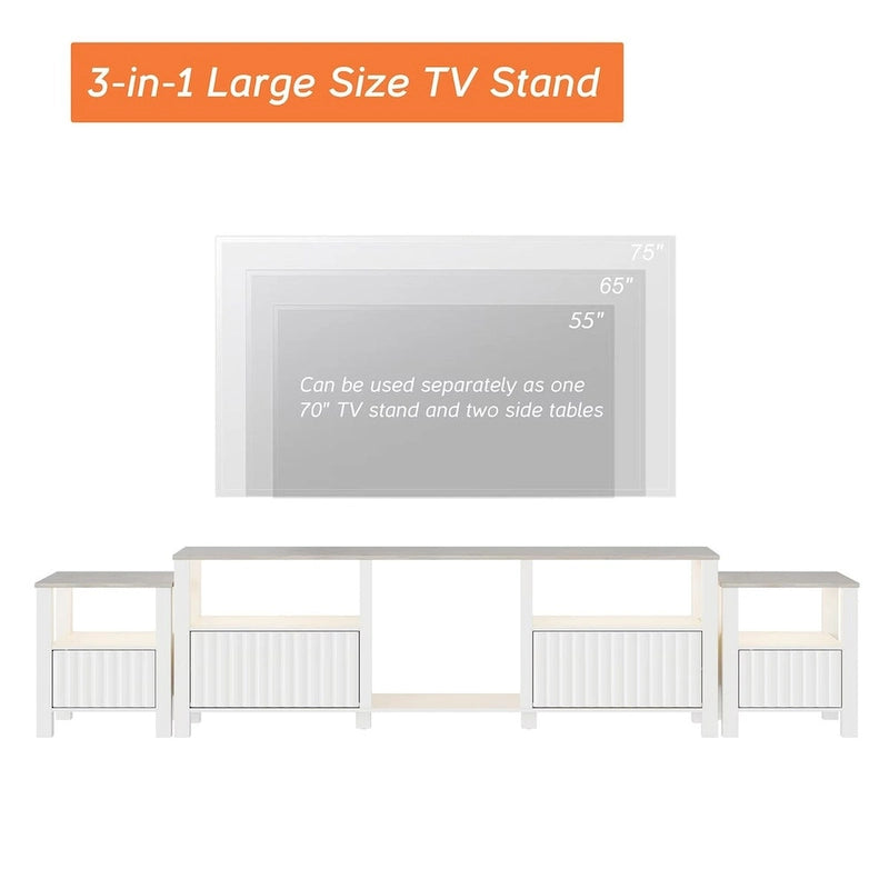 Meuble TV à DEL pour téléviseur de 75 pouces, console TV moderne avec armoire