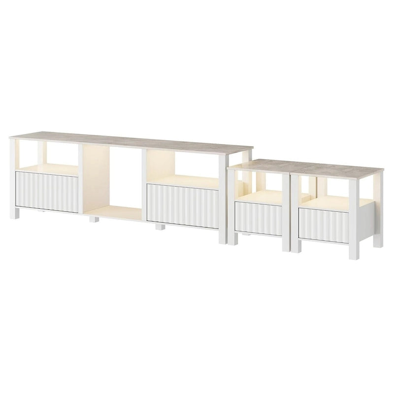 Meuble TV à DEL pour téléviseur de 75 pouces, console TV moderne avec armoire