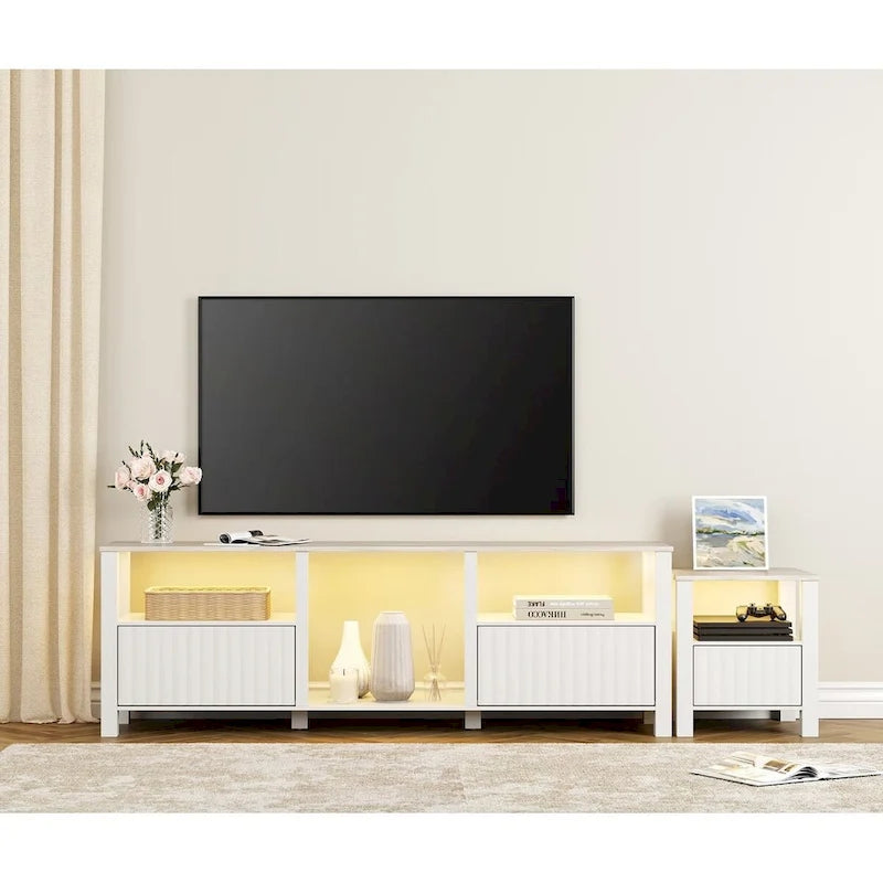 Meuble TV à DEL pour téléviseur de 75 pouces, console TV moderne avec armoire