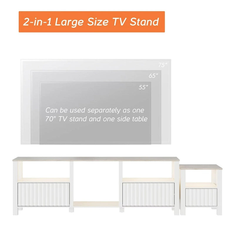 Meuble TV à DEL pour téléviseur de 75 pouces, console TV moderne avec armoire