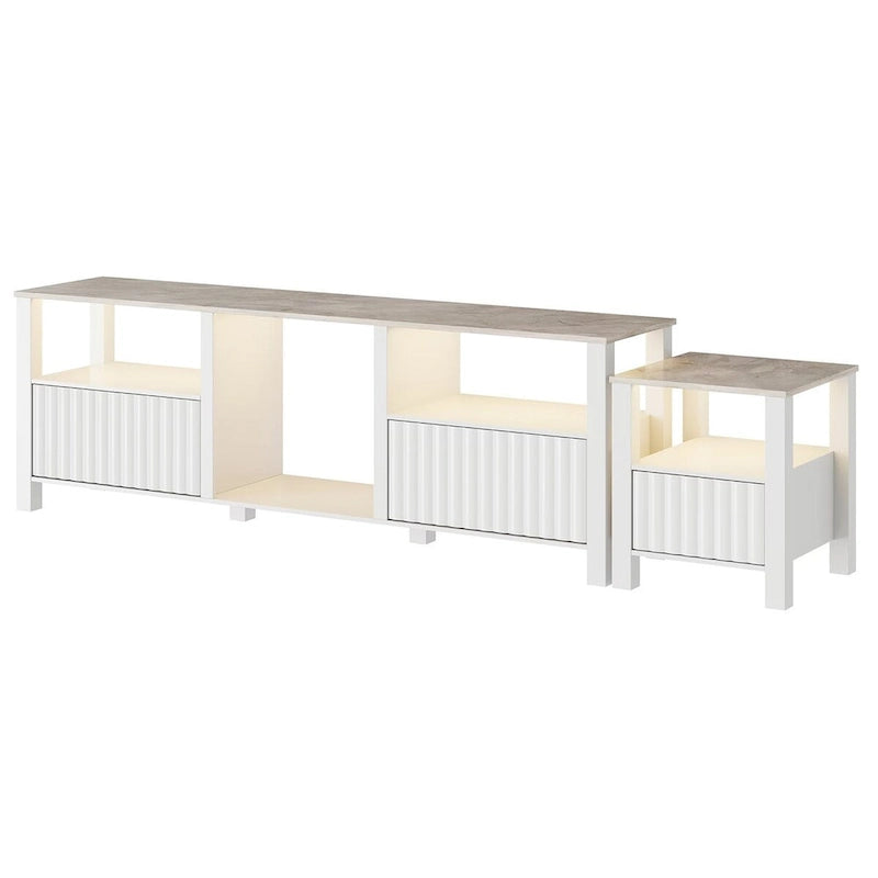 Meuble TV à DEL pour téléviseur de 75 pouces, console TV moderne avec armoire