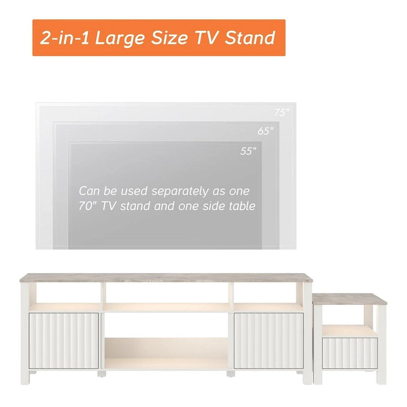 Meuble TV à DEL pour téléviseur de 75 pouces, console TV moderne avec armoire