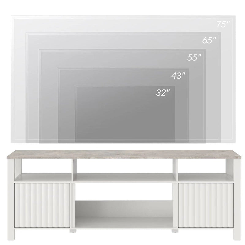 Meuble TV à DEL pour téléviseur de 75 pouces, console TV moderne avec armoire