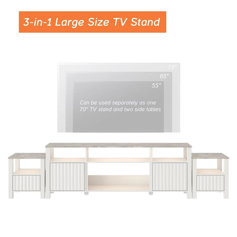 Meuble TV à DEL pour téléviseur de 75 pouces, console TV moderne avec armoire