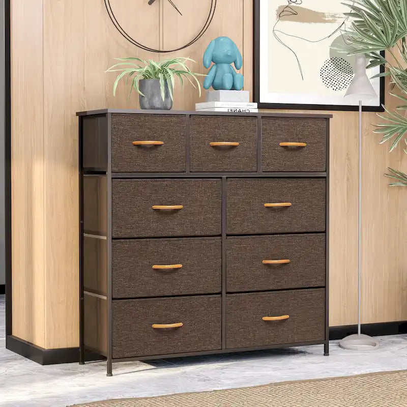 Commode de rangement extra-large en tissu à 9 tiroirs