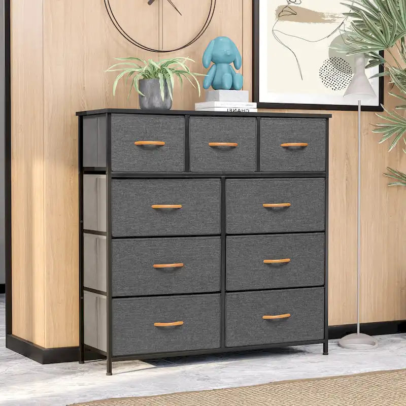 Commode de rangement extra-large en tissu à 9 tiroirs