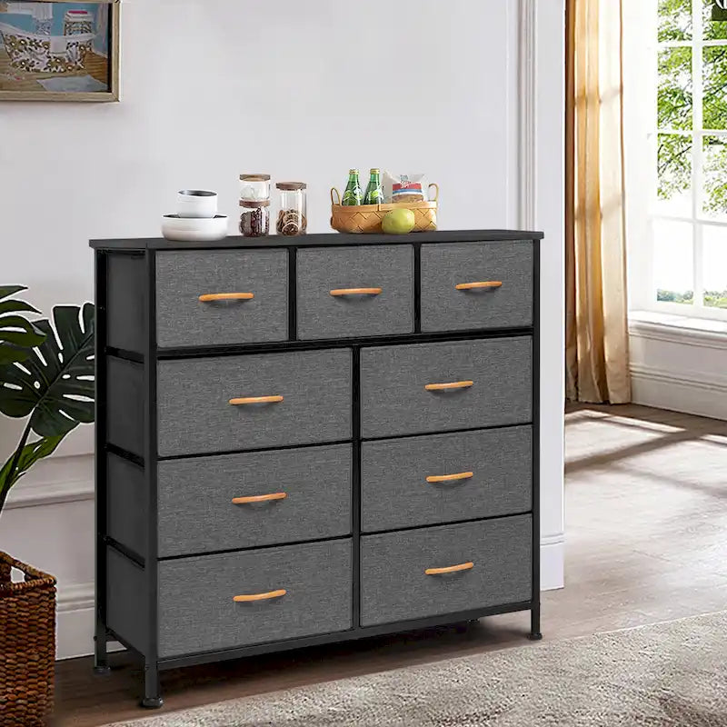 Commode de rangement extra-large en tissu à 9 tiroirs