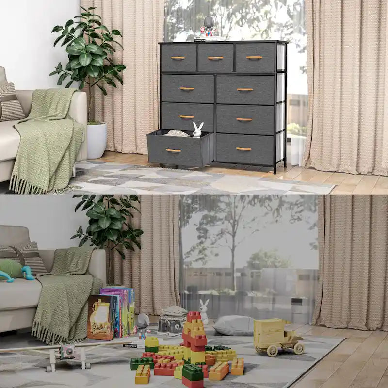 Commode de rangement extra-large en tissu à 9 tiroirs