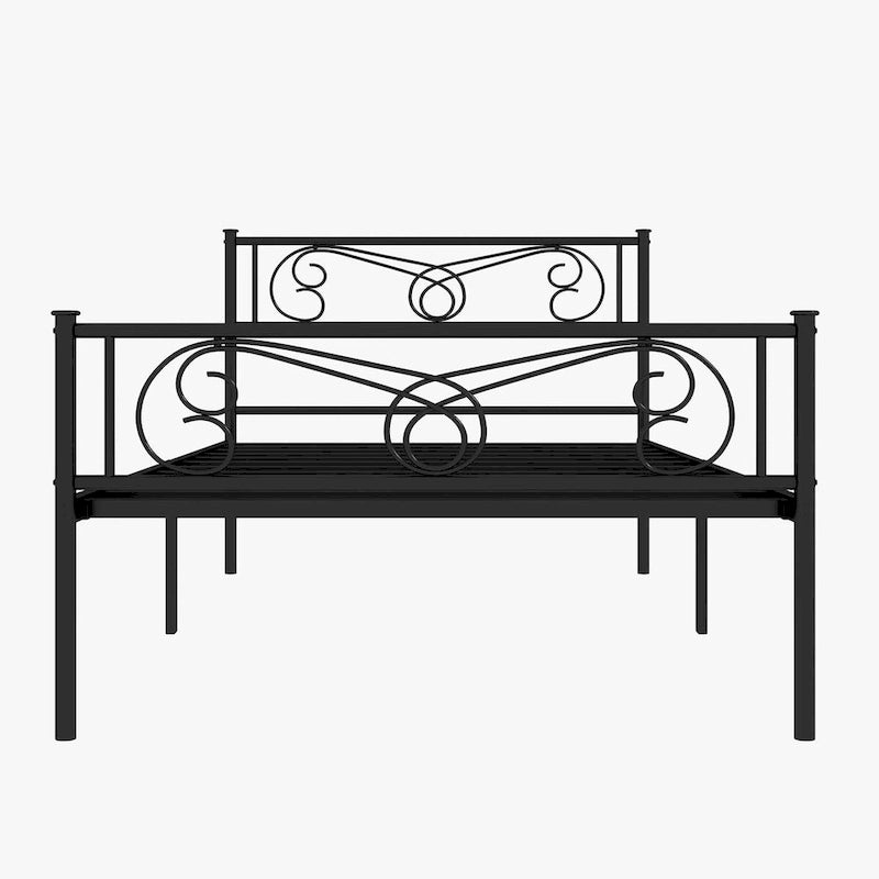 Cadre de lit avec rangement, tête et pied de lit à motif vintage, supporte jusqu’à 800 lb