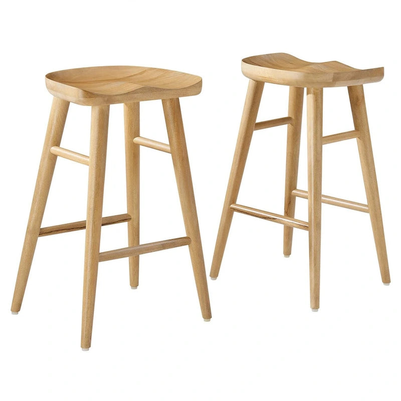 Tabourets de comptoir en bois sans dossier - Lot de 2
