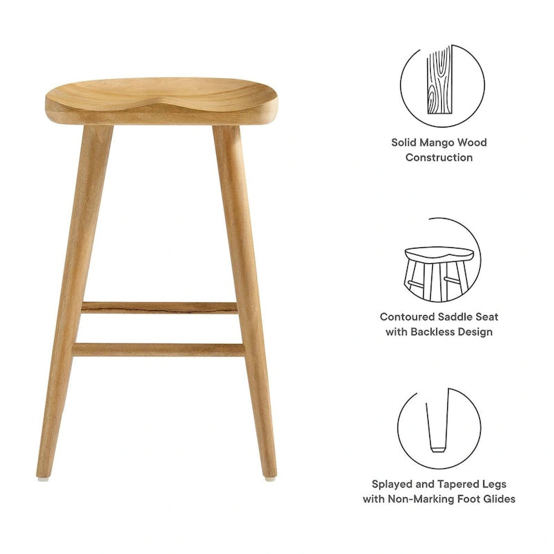 Taburetes de madera sin respaldo para barra - Juego de 2
