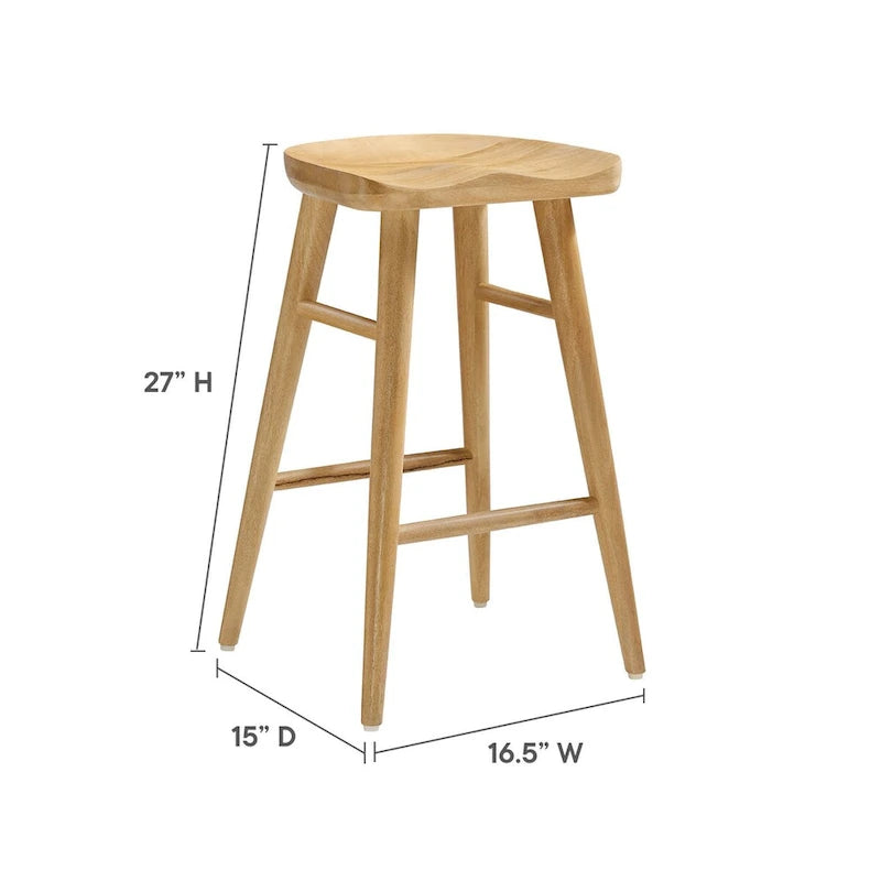 Taburetes de madera sin respaldo para barra - Juego de 2