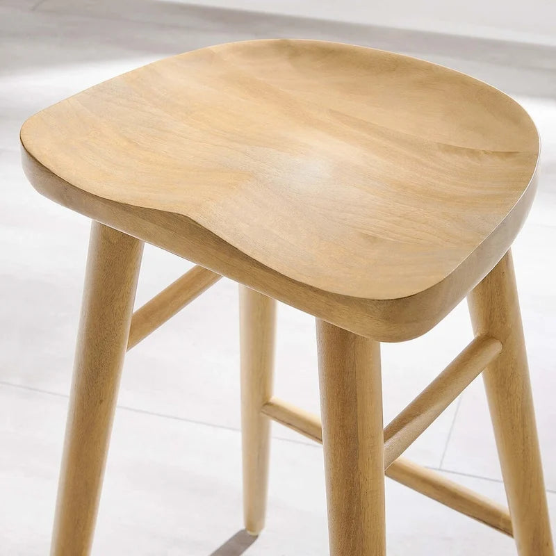 Taburetes de madera sin respaldo para barra - Juego de 2