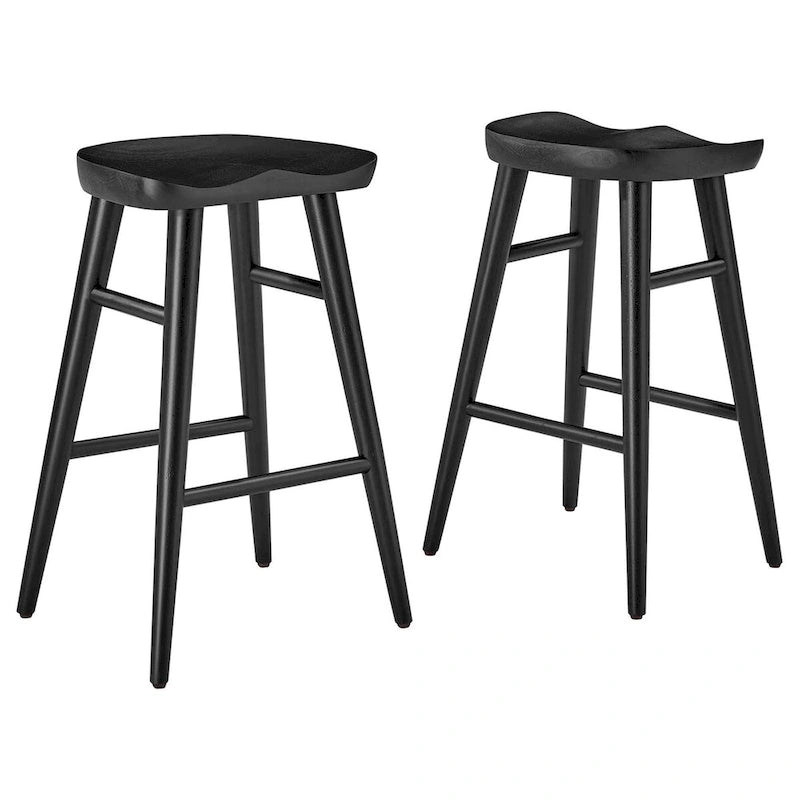 Taburetes de madera sin respaldo para barra - Juego de 2
