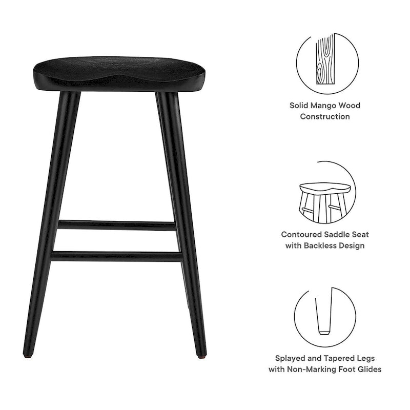 Taburetes de madera sin respaldo para barra - Juego de 2