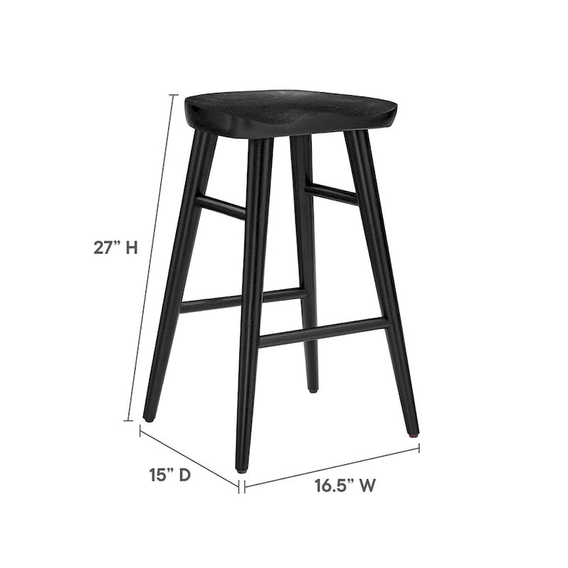 Taburetes de madera sin respaldo para barra - Juego de 2