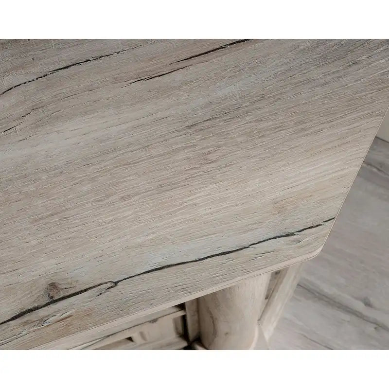 Gabinete de medios de madera estilo granja, consola de TV con cajones y almacenamiento abierto