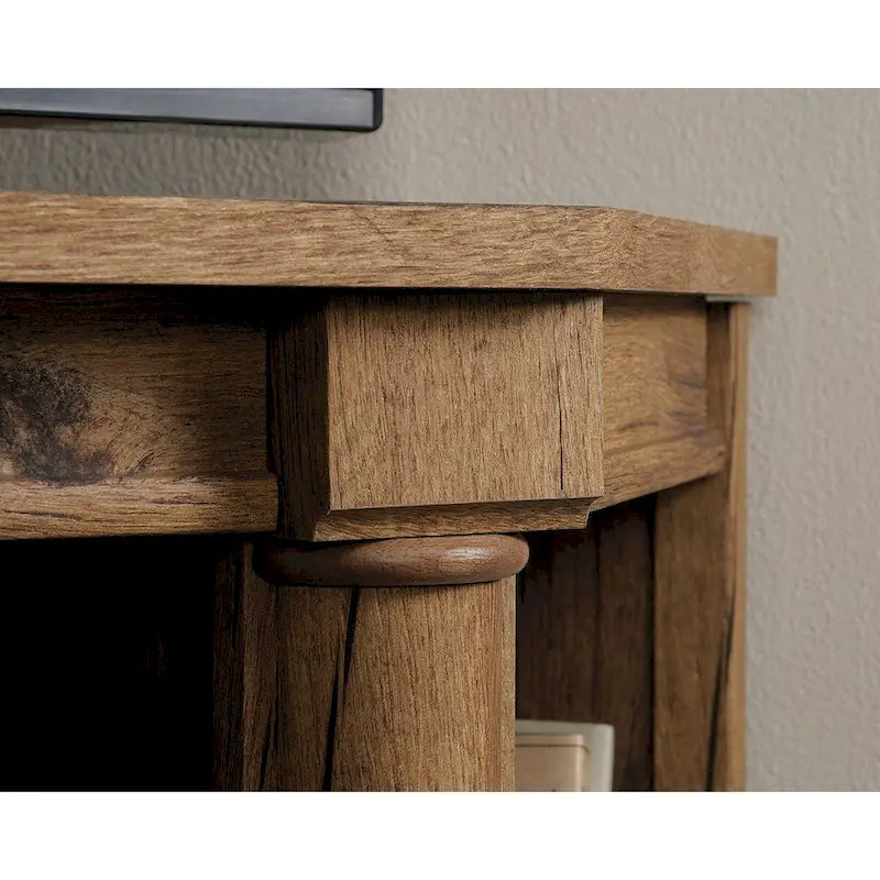 Gabinete de medios de madera estilo granja, consola de TV con cajones y almacenamiento abierto