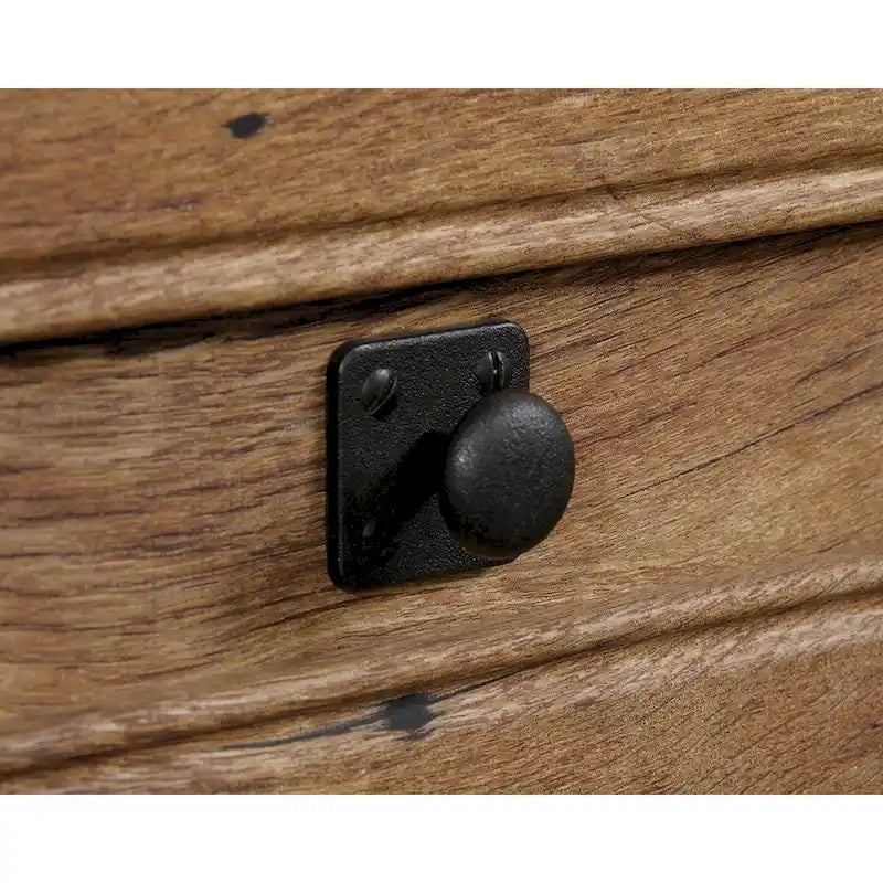 Gabinete de medios de madera estilo granja, consola de TV con cajones y almacenamiento abierto