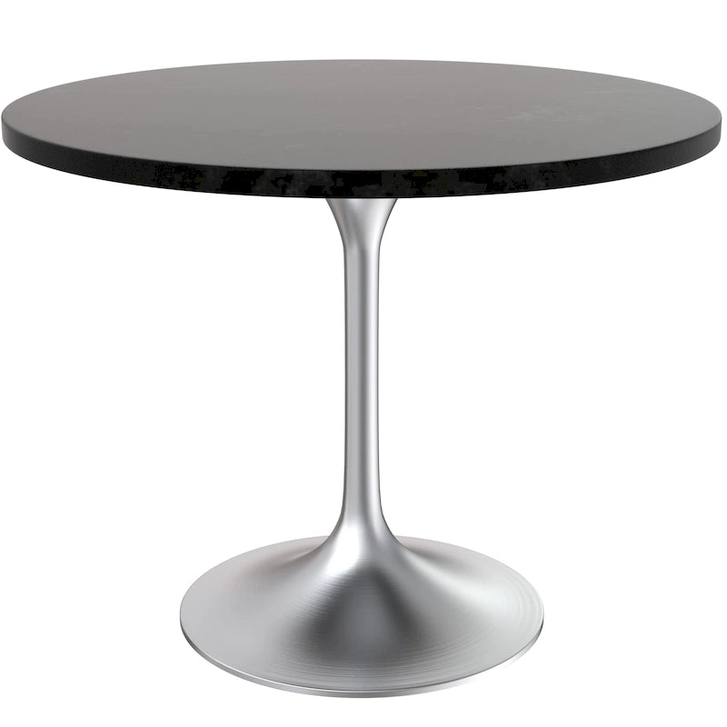 Table de salle à manger ronde de 36 avec plateau en bois MDF et piètement chromé brossé, pour cuisine et salle à manger