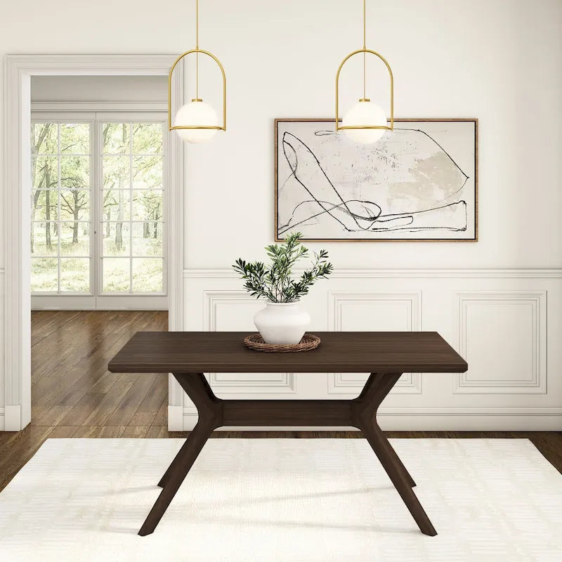 Mesa de comedor rectangular con patas cruzadas