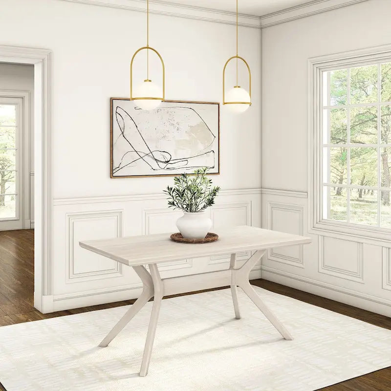 Mesa de comedor rectangular con patas cruzadas