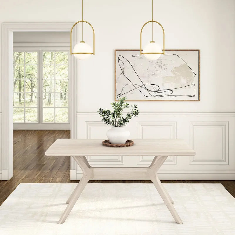 Mesa de comedor rectangular con patas cruzadas