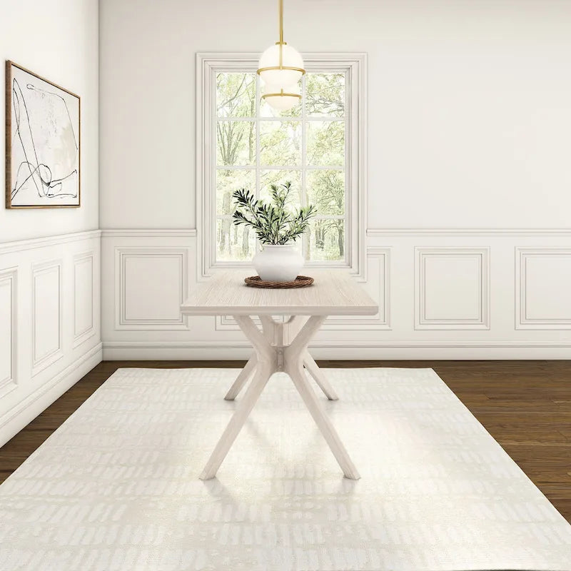 Mesa de comedor rectangular con patas cruzadas