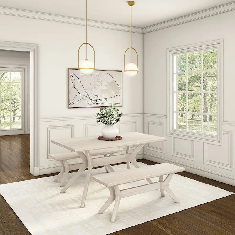 Mesa de comedor rectangular con patas cruzadas