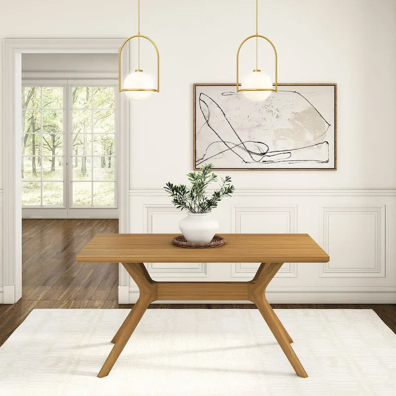 Mesa de comedor rectangular con patas cruzadas