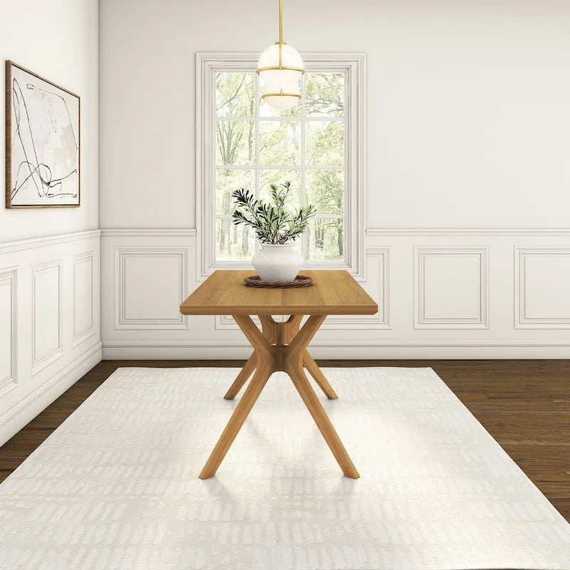 Mesa de comedor rectangular con patas cruzadas