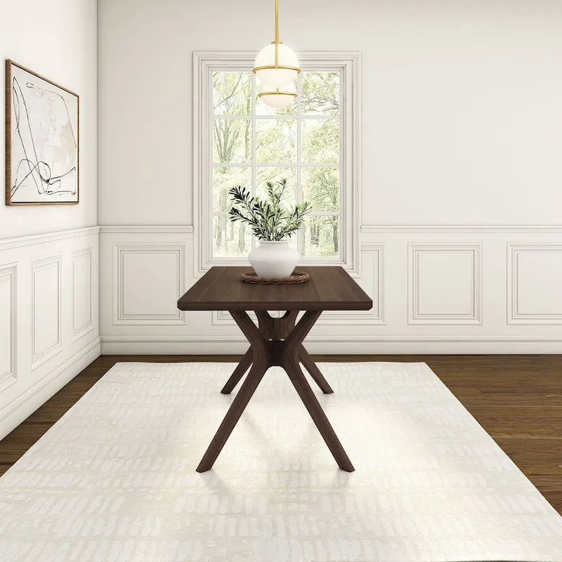 Mesa de comedor rectangular con patas cruzadas