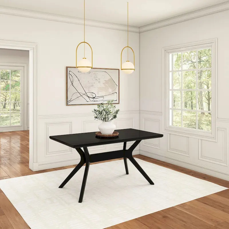 Mesa de comedor rectangular con patas cruzadas