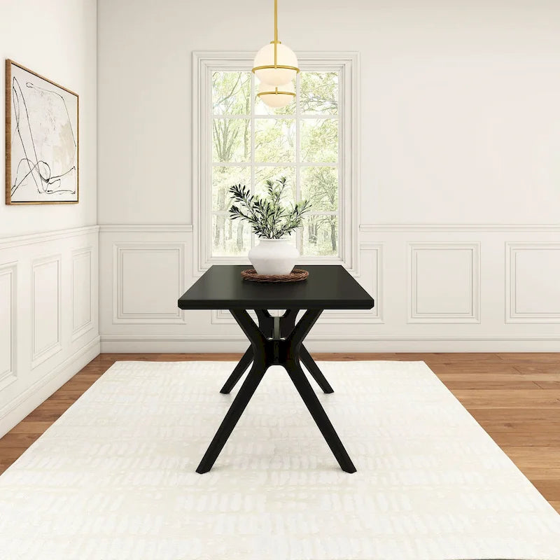Mesa de comedor rectangular con patas cruzadas