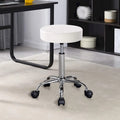 Runder, rückenfreier Rollhocker aus PU-Leder für Salon und Spa