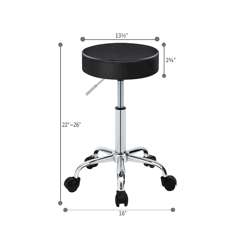 Runder, rückenfreier Rollhocker aus PU-Leder für Salon und Spa