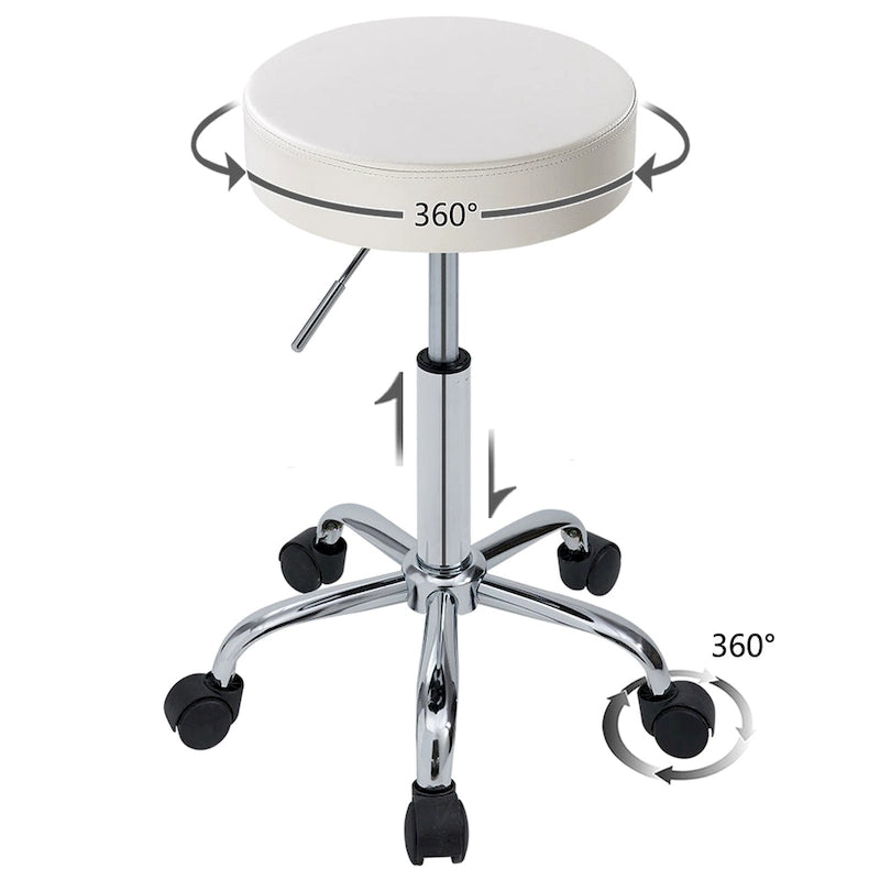 Runder, rückenfreier Rollhocker aus PU-Leder für Salon und Spa