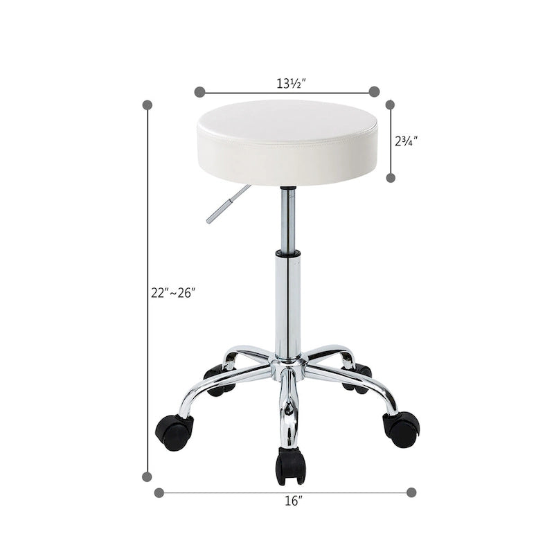 Runder, rückenfreier Rollhocker aus PU-Leder für Salon und Spa