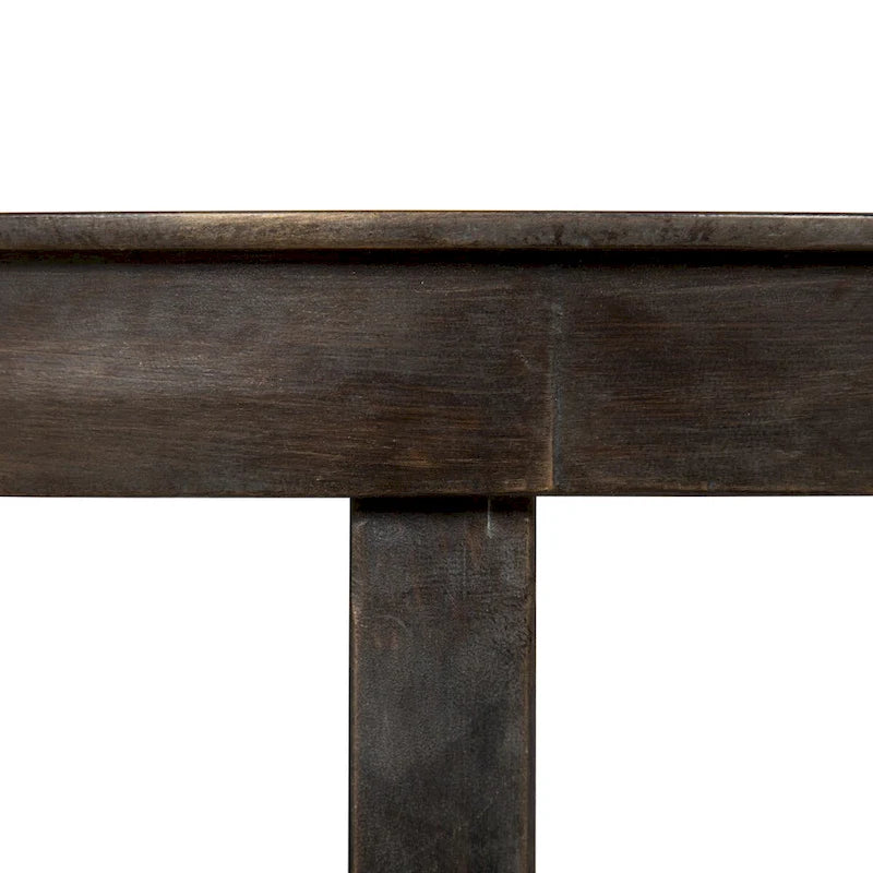 Table d’appoint industrielle ronde avec plateau en bois et base en X en métal
