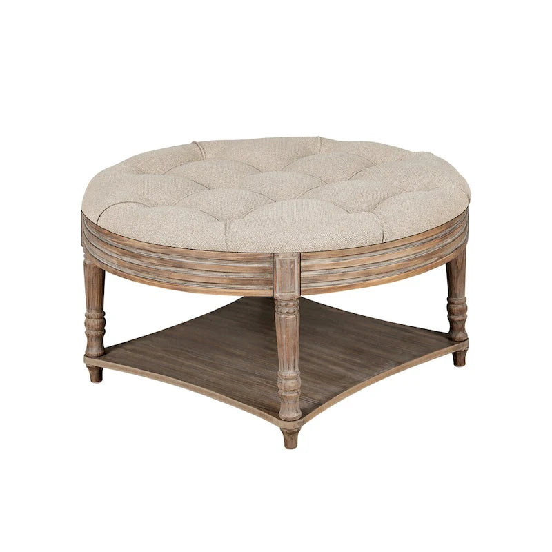 Mesa de centro con otomana grande y redonda