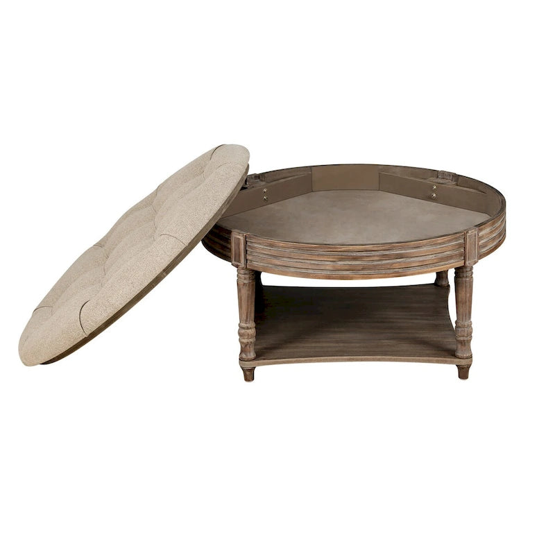 Mesa de centro con otomana grande y redonda
