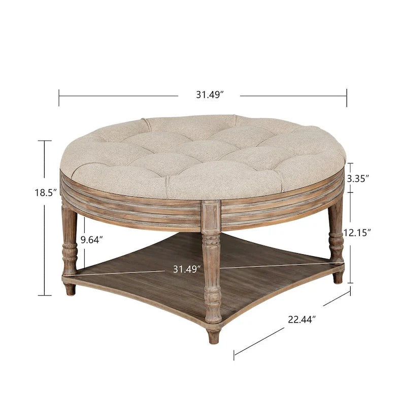 Mesa de centro con otomana grande y redonda