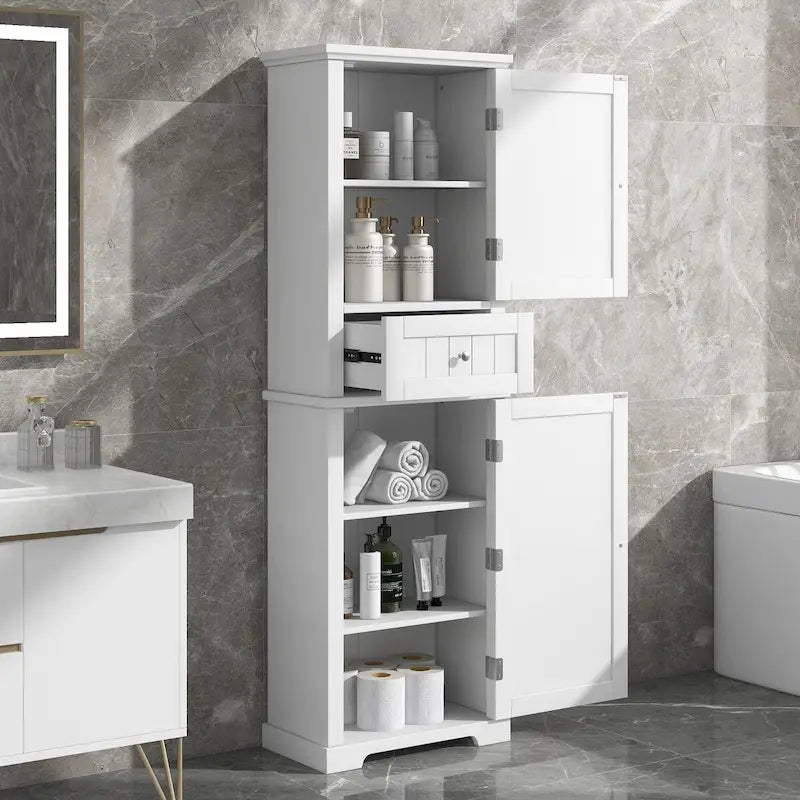 Armario alto de baño con cajón y repisa ajustable
