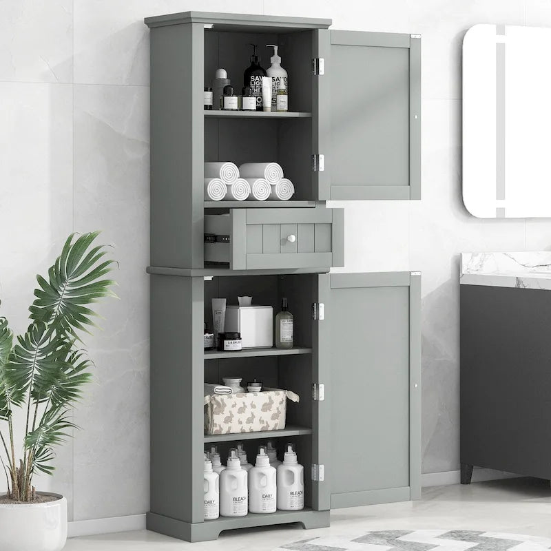 Meuble de rangement haut pour salle de bain avec tiroir et étagère réglable